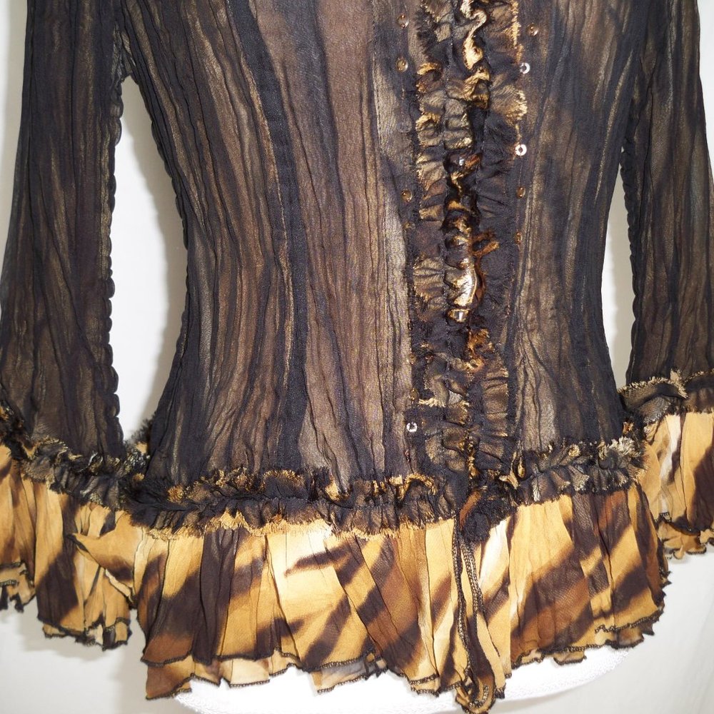 NWT Alice + Olivia S  Crinkled Sheer Tiger Jacket - Picture 2 of 6